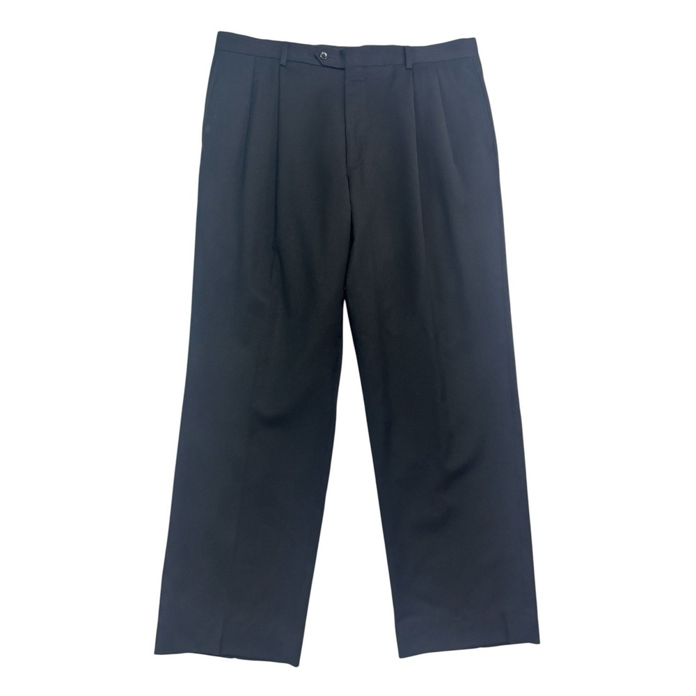 Jos A Bank 35x30 Black Executive Dress Suit Pants‎ Pleated Wool High Waisted